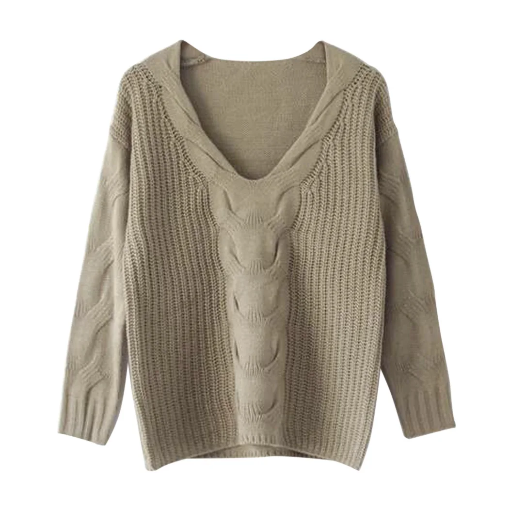 Women Long Sleeve Off Shoulder Sweater Pullover Winter Sexy Deep V-Neck Twist Knitted Sweaters 2018 Autumn Outwear Jumper Femme | Женская