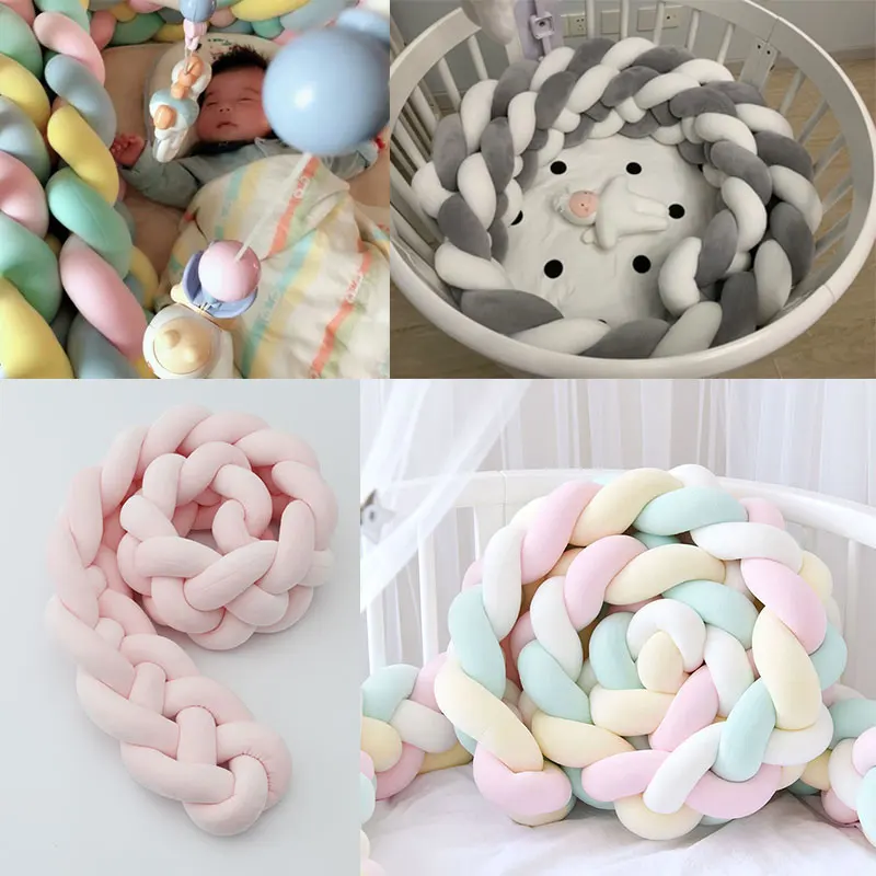 Бампер для детской кроватки 4 косички ручная работа узел боковая защита бампер