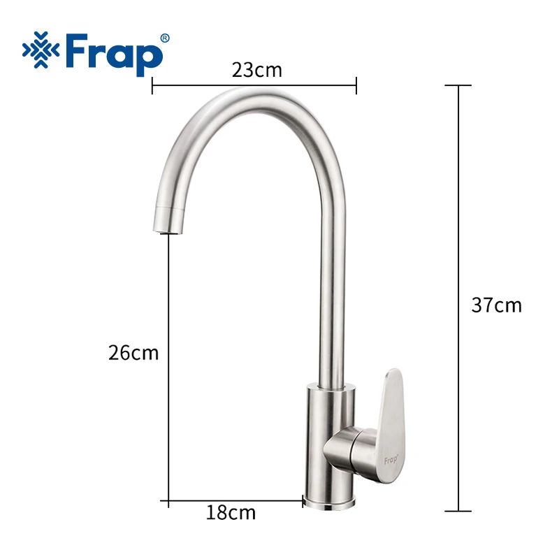 Frap 304 кран из нержавеющей стали с одной ручкой и одним отверстием для кухни, смеситель для раковины, кухонный кран, современный кран для горячей и холодной воды F4048