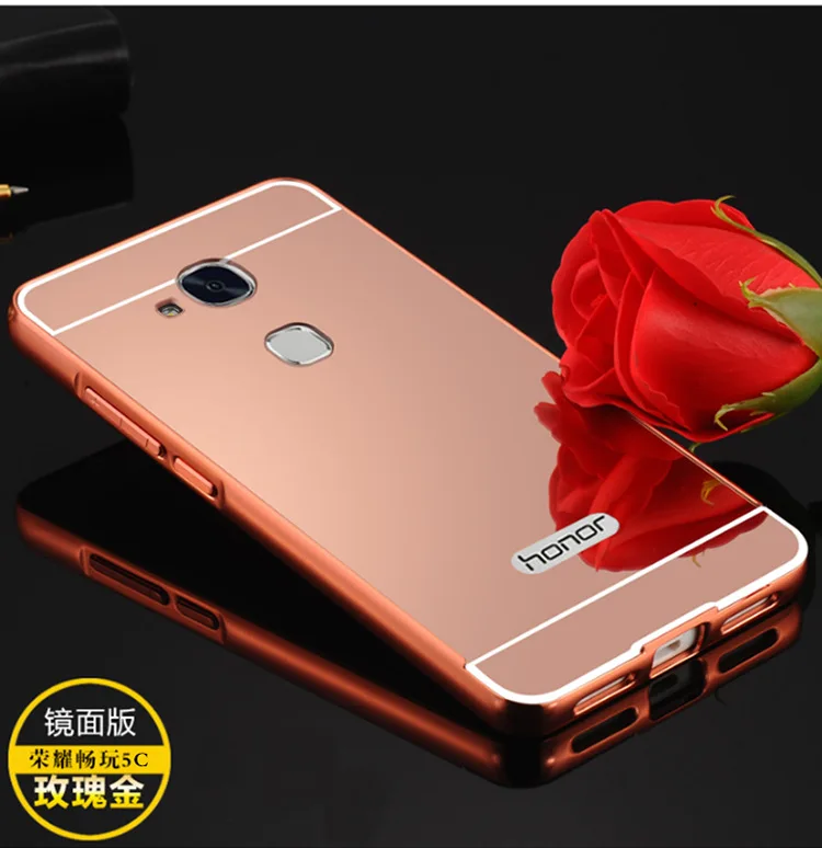 Для huawei Honor 5C/Honor 7 Lite/GT3 чехол роскошный зеркальный металлический алюминиевый+ акриловый Жесткий Чехол для задней крышки Аксессуар Coque Funda для Honor5C - Цвет: Rose gold