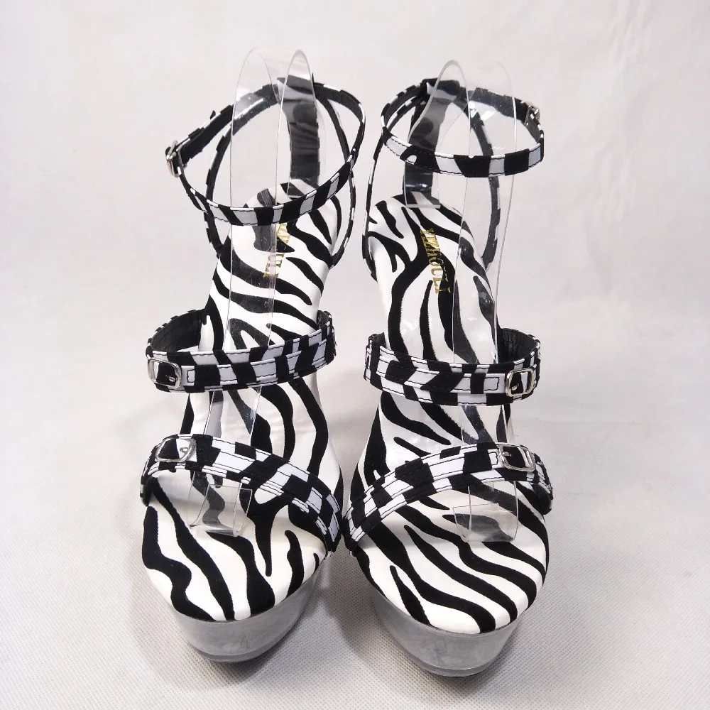 Соблазнительные босоножки 15 см с классическим принтом зебры обувь на ультра