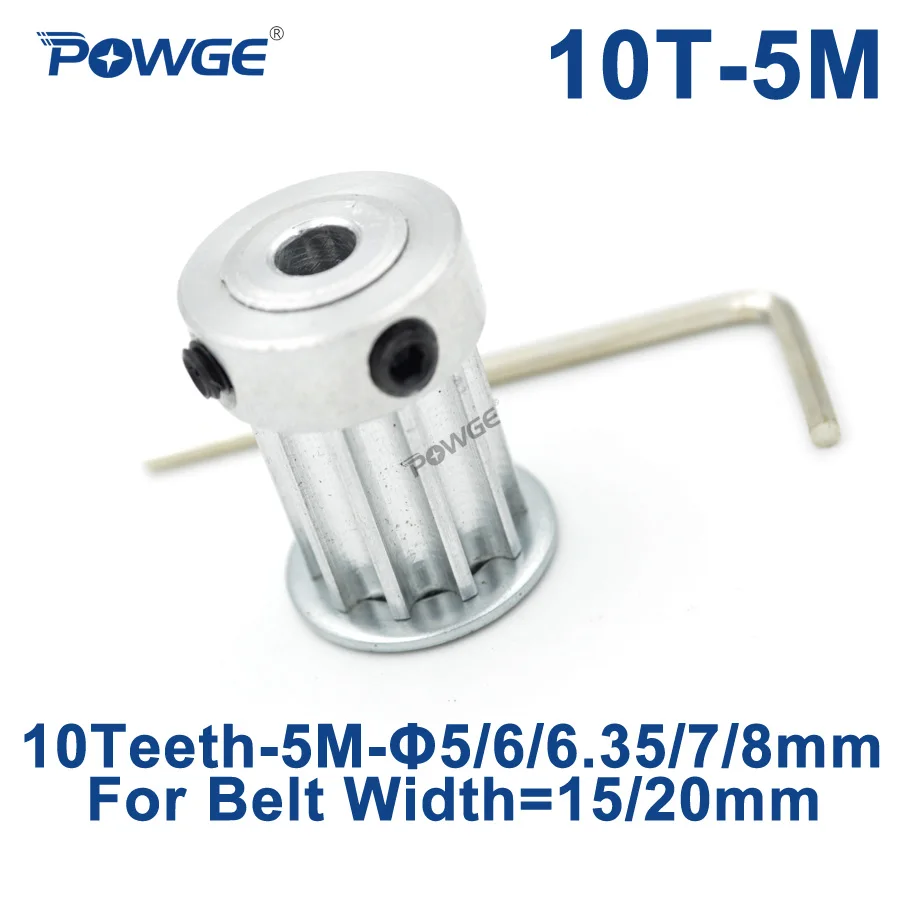 

POWGE 10 Teeth HTD 5M Synchronous Pulley Bore 5/6/6.35/7/8mm for Width 15/20mm HTD5M Timing Belts Gear wheel pulley 10Teeth 10T