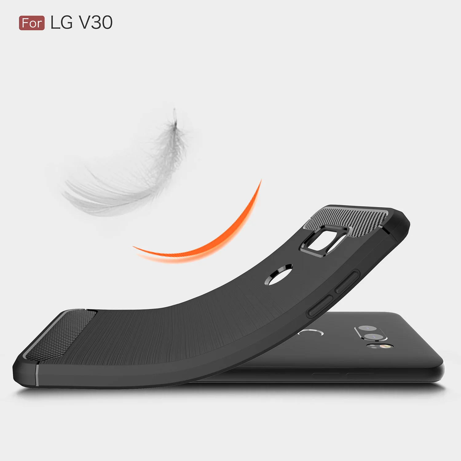UPaitou for LG V30 Case Ultra Slim Thin Carbon Fiber Cases Scratch Resistant Shock Absorption Soft TPU Cover V30+ |