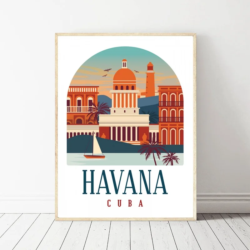 Винтажный холщовый постер в стиле ретро с изображением Барселоны Берлина