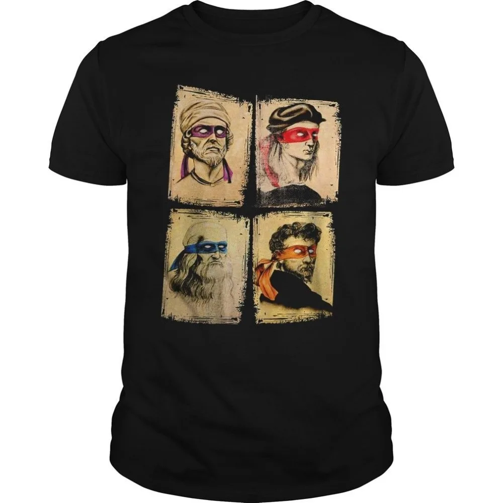 Лето 2019 с коротким рукавом размера плюс Ренессанс ниндзя забавная черная