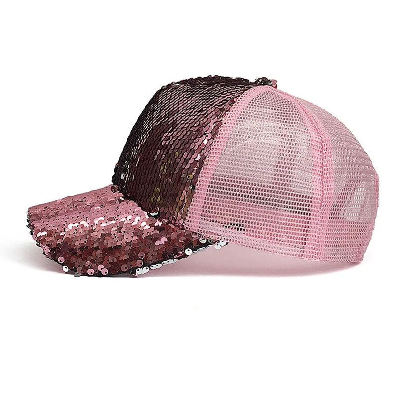 Новая мода повседневное блесток Snapback бейсболка регулируемая бейсболка для женщин на лето и весну Черный, Розовый Золото кепки s Открытый
