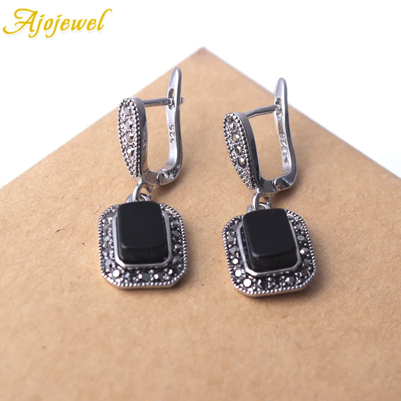 Ajojewel квадратные полудрагоценные камни черные Ювелирные наборы изысканные