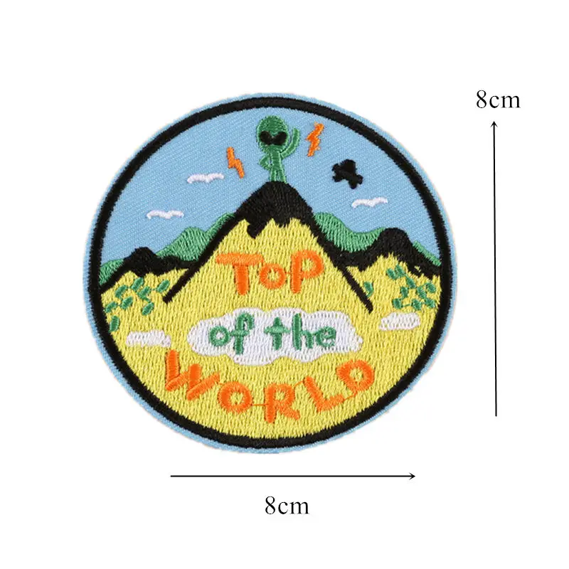 UFO Alien Top Of The World вышитые нашивки шитье железо на значке для сумки джинсы шляпа