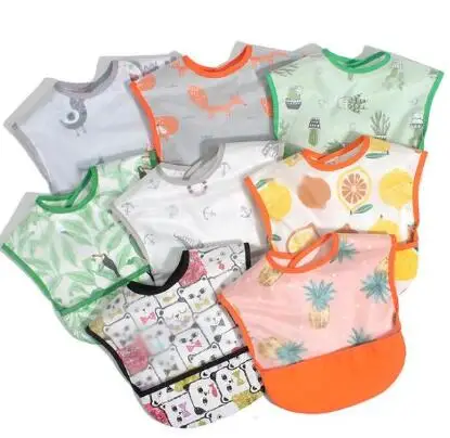 Waterproof Coverall Girl Boy Kid Junior Bib Short Sleeve Art Smock EVA Baby bibs Burp clothes easy clean Cute baby saliva towel | Детская