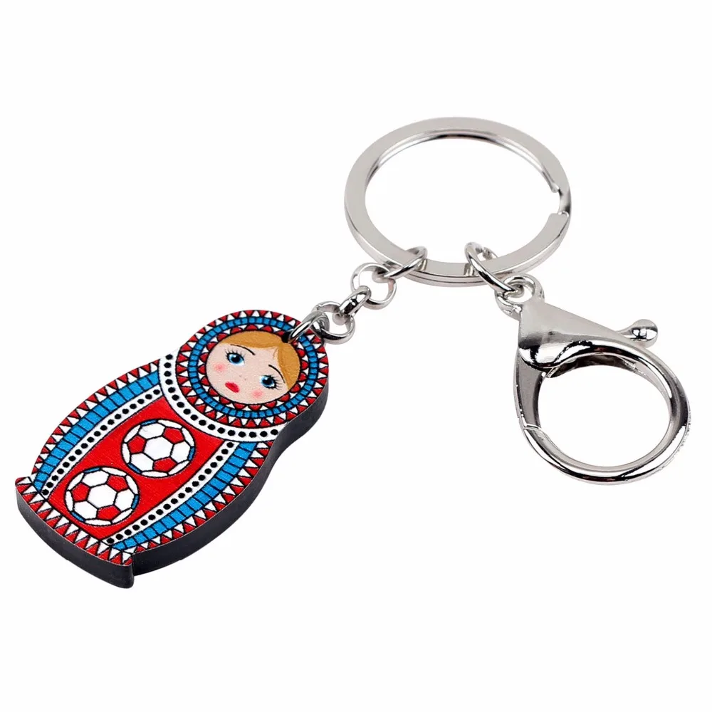 Брелок-ключница из акрила Bonsny в виде русской куклы-матрешки для женщин и девочек в классическом стиле, аксессуары для модных украшений.