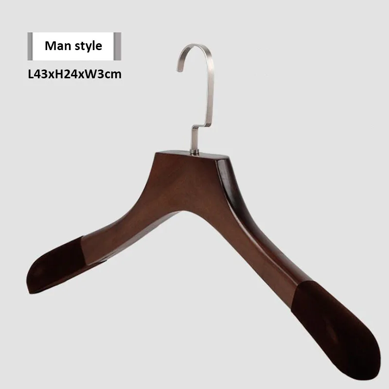 Hanger for man 5 шт нескользящие бархатные антикварные деревянные вешалки для пальто, Делюкс противоскользящие флокированные орех широкие плечики деревянная вешалка для одежды - Цвет: Hanger for man