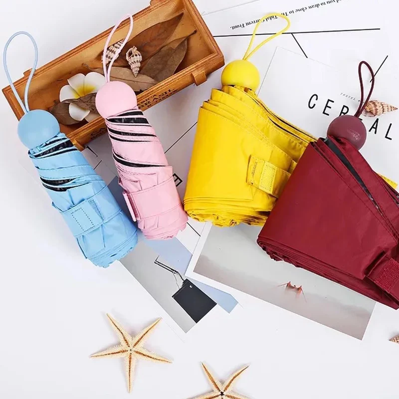 Мини-капсула женский зонт прозрачный Карманный складной зонтик дождевик для