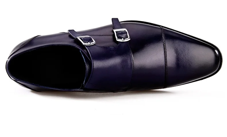Модные черные/синие мужские деловые туфли на двойном ремешке офисная обувь из