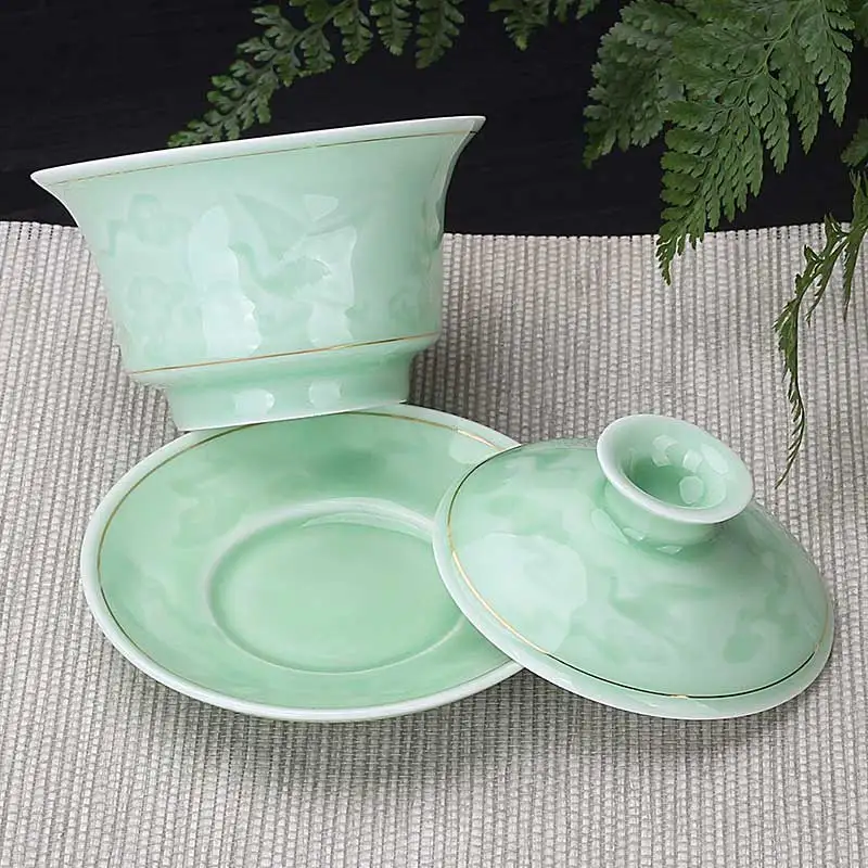 2020 китайский чайный сервиз Gaiwan кунг фу белая женская синяя и фарфоровая чайная