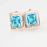 new square shape earrings jewelry earrings office style rose gold 585 color jewelry light blue stone earrings for women