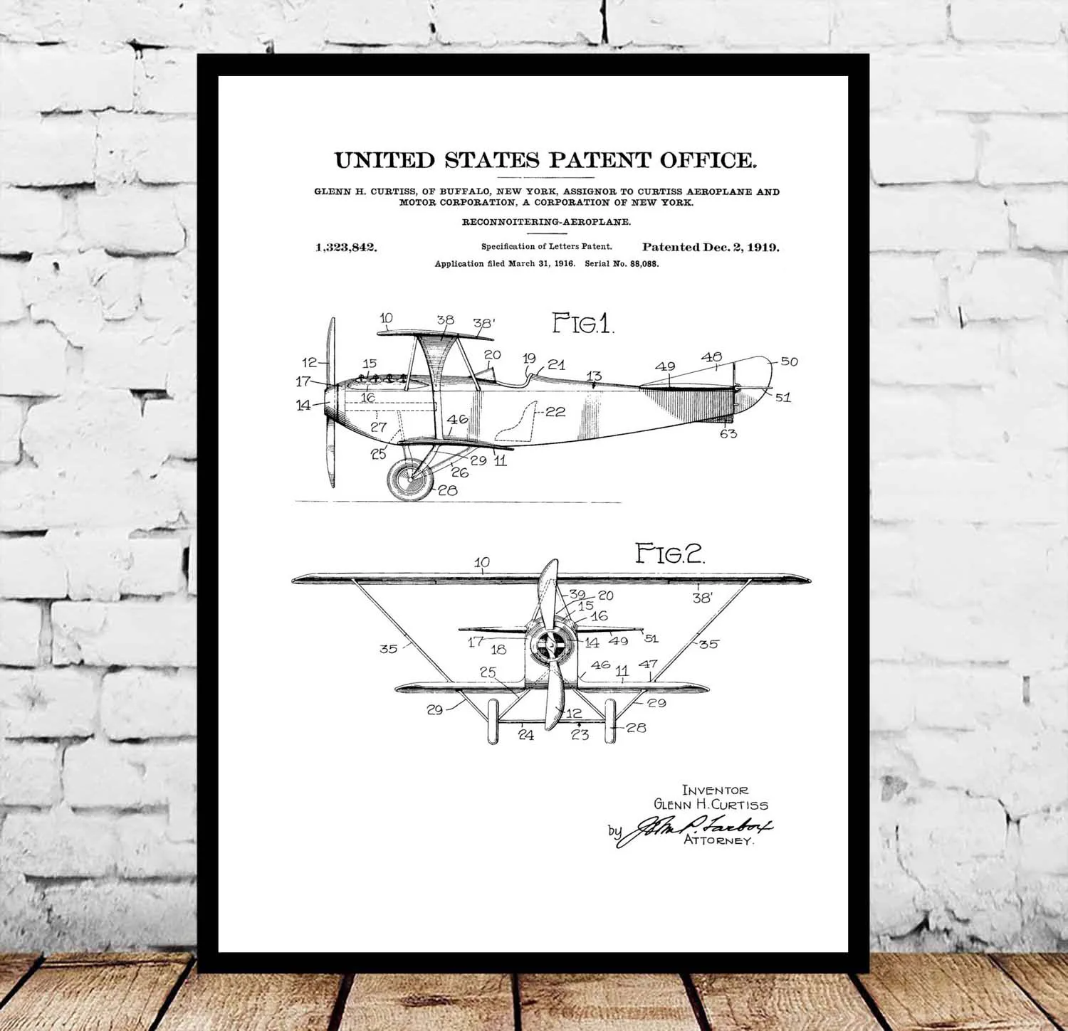 Curtiss 1919 рекогносцирующий биплан патент проект постер|Рисование и каллиграфия| |