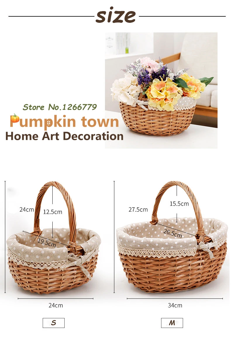 2018 NEW Genuine Super specials Practical Pastoral style sweet lovely cloth art wicker basket Storage Baskets flowers | Дом и сад