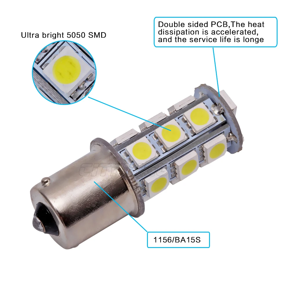 Бесплатная доставка 50 шт./лот 1156 led BA15S 18SMD 5050 белый Задний сигнал поворота 18 LED