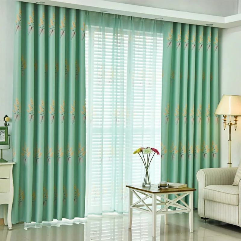 

Romantic Lavender Rustic Style Curtains for Living Dining Room Bedroom Flower Pink Blue Green Curtains Pastoral Tulle Cortinas