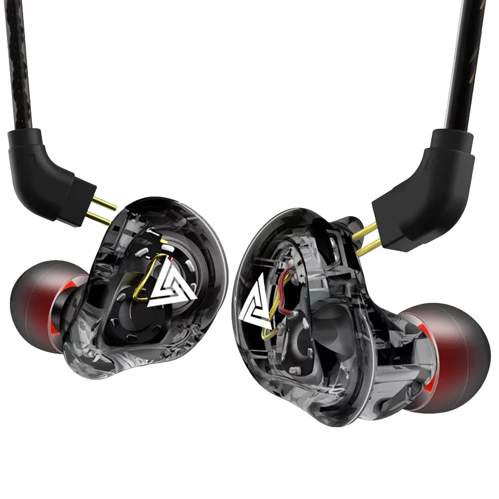 QKZ VK1 наушники HIFI с микрофоном висит уха бег коаксиальный четыре блока сабвуфер