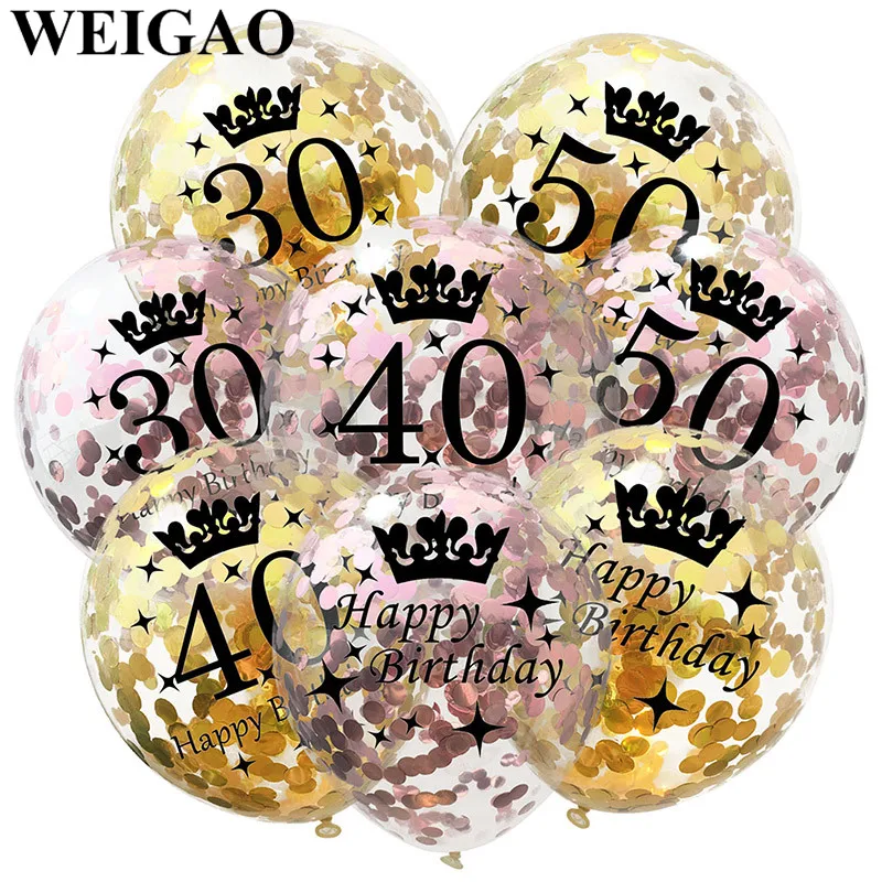 WEIGAO золотые латексные воздушные шары 30 40 50 лет с днем рождения украшения для вечеринок взрослые гигантские 40 дюймовые цифры воздушный шар из фольги