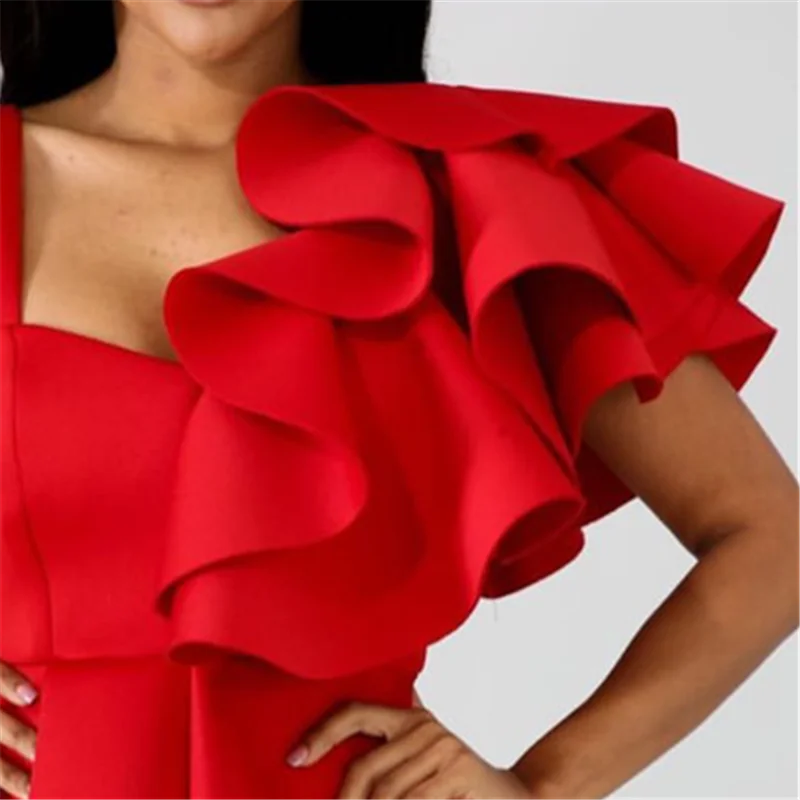 Женская летняя блузка 2020 с оборками и баской женские красные топы на тонких