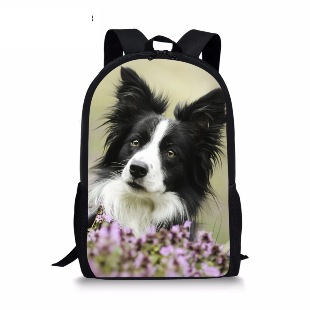Boder Collie детский рюкзак с принтом собаки для девочек и мальчиков черный милой