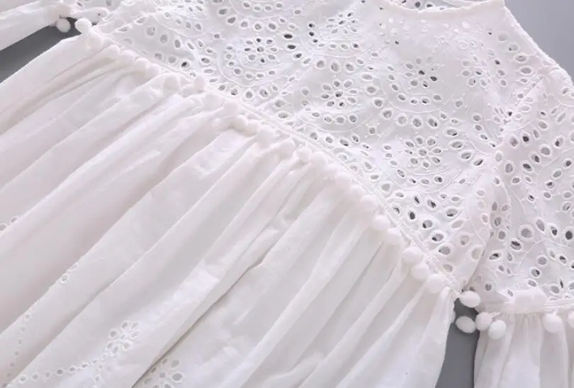 Retail Teenage 2019 Children Girls White Hollow Out Summer Dress Princess Fashion Boutique 4-9T | Детская одежда и обувь