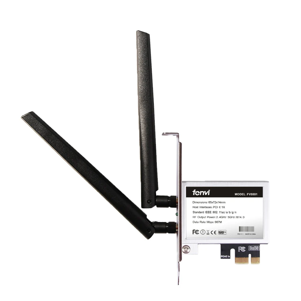 Беспроводной адаптер Fenvi PCI E Wifi двухдиапазонный 867 Мбит/с 802.11ac с Intel 7260 8265 AC Wi Fi
