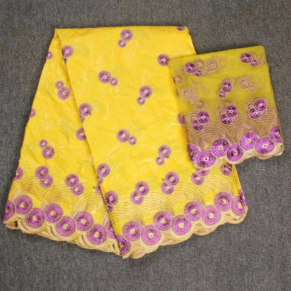 Французский Базен Riche кружевная ткань с блузка в сетку Стразы йеллоутоп качество