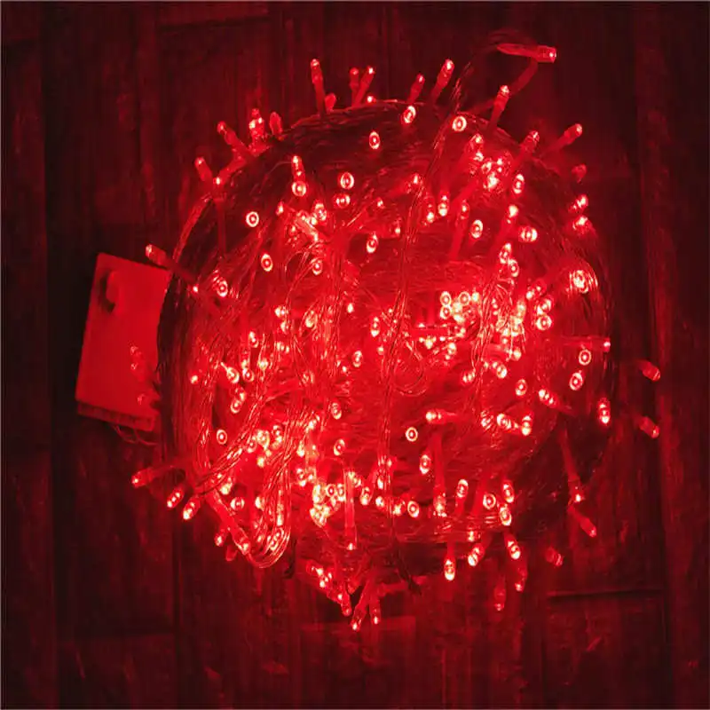 Red Наружное рождественское освещение, 100 м, 50 м, светодиодный светильник, уличная гирлянда, украшение для дома, дома, сада, улицы, Рождество, свадьба - Испускаемый цвет: Red