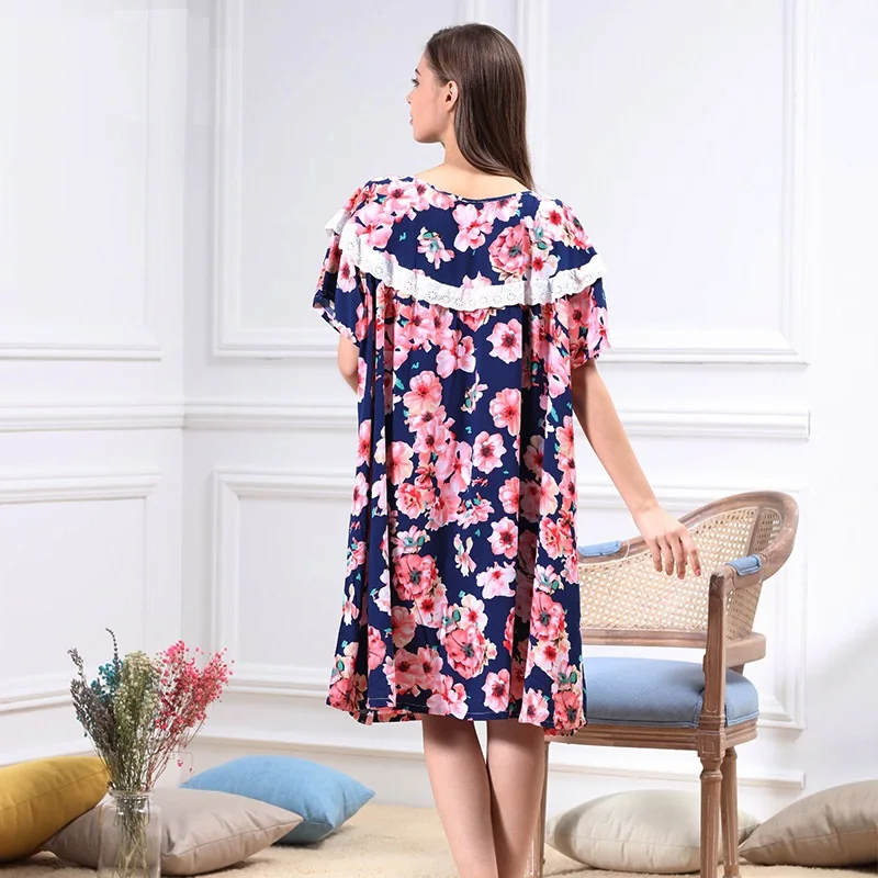 Tinyear 2017 Brand Large Cotton Summer Nightgowns Mothers Gift Nightdress Bust 144 cm 5XL 6XL Dressing Gown Woman LL5656 | Женская