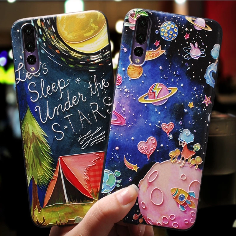 Чехол для задней панели Space Moon Huawei P30 Pro Mate 20 чехлы с милым мультяшным котом чехол