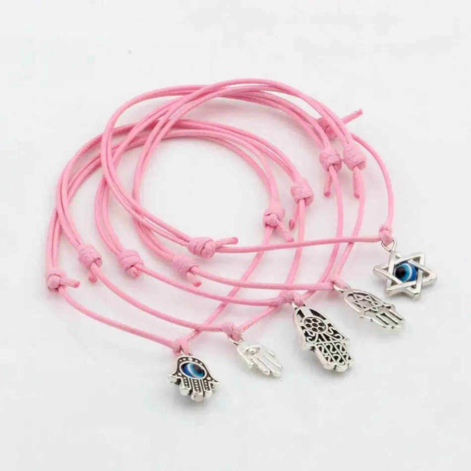 5 шт смешанные цвета Каббала Хамса рука Звезда Подвески со звездой Давида розовый