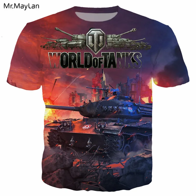 Игра World of Tanks крутая 3D Футболка с принтом Мужская/wo Мужская Военная уличная Футболка Мужская Панк футболка с круглым вырезом одежда больших размеров 5XL