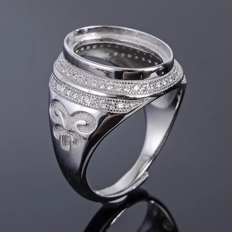 Empty ring 1216 MeiBaPJ 10*12 натуральный розовый кварц драгоценный камень модное кольцо/пустая поддержка для мужчин Настоящее 925 пробы серебро прекрасный брелок ювелирные изделия - Цвет камня: Empty ring 1216