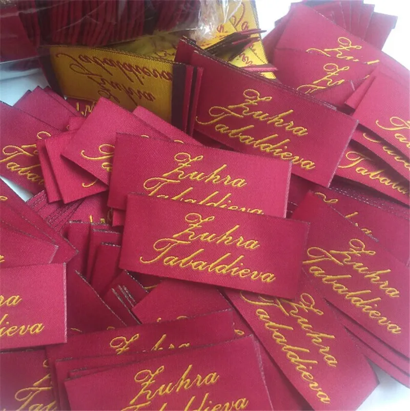 Под заказ сложенные золотые шрифты тканые этикетки для одежды 60 мм * 20 | Дом и сад