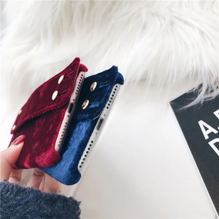 HOCAYU Warm winter fashion velvet phone case for iphone X 8plus 7plus 6plus 6s Case provide wrist strap |