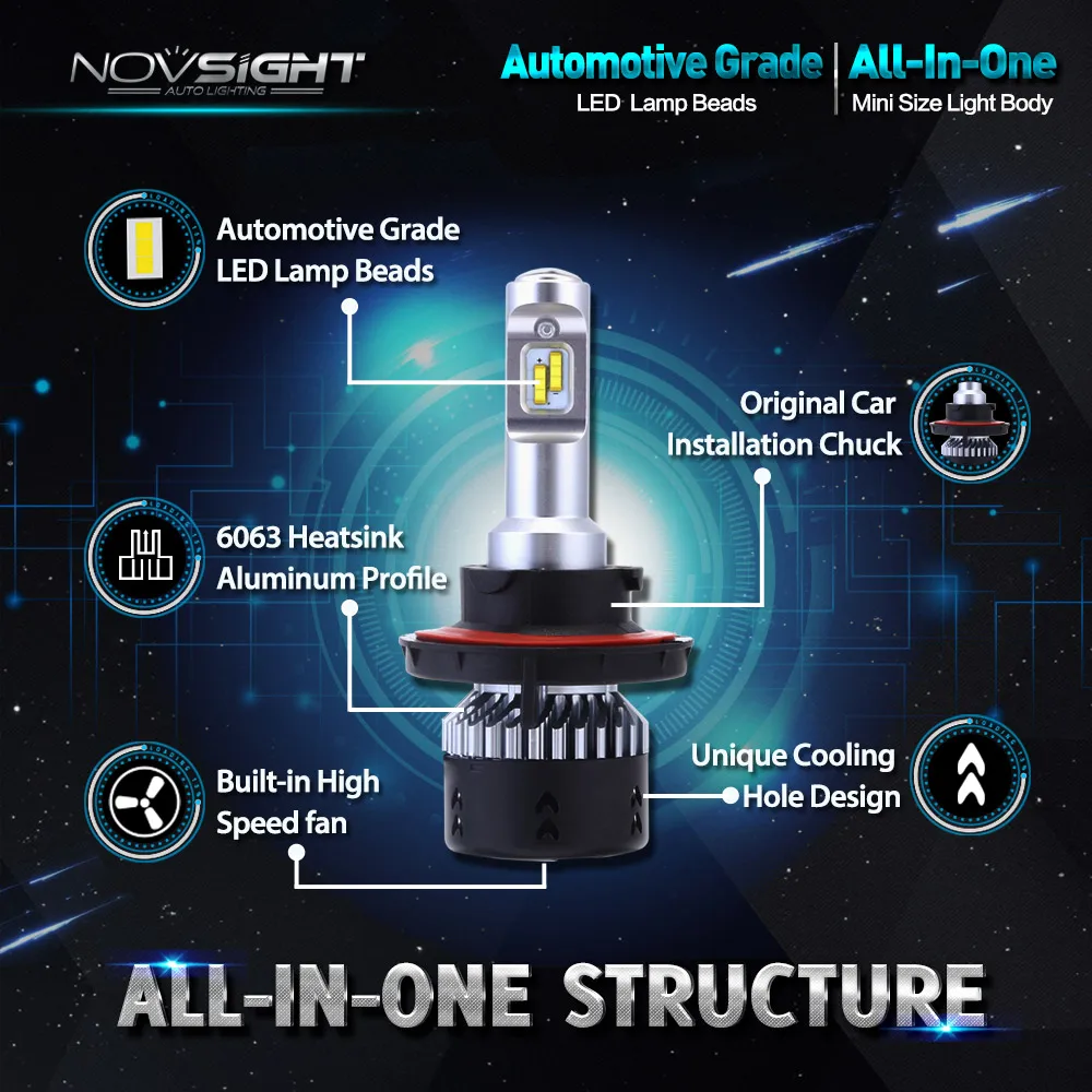 NOVSIGHT светодиодный H4 H7 автомобильные фары лампы 6500K 5000K Hi/Lo H15 Plug & Play 70 Вт 10000LM H11/H8/H16JP