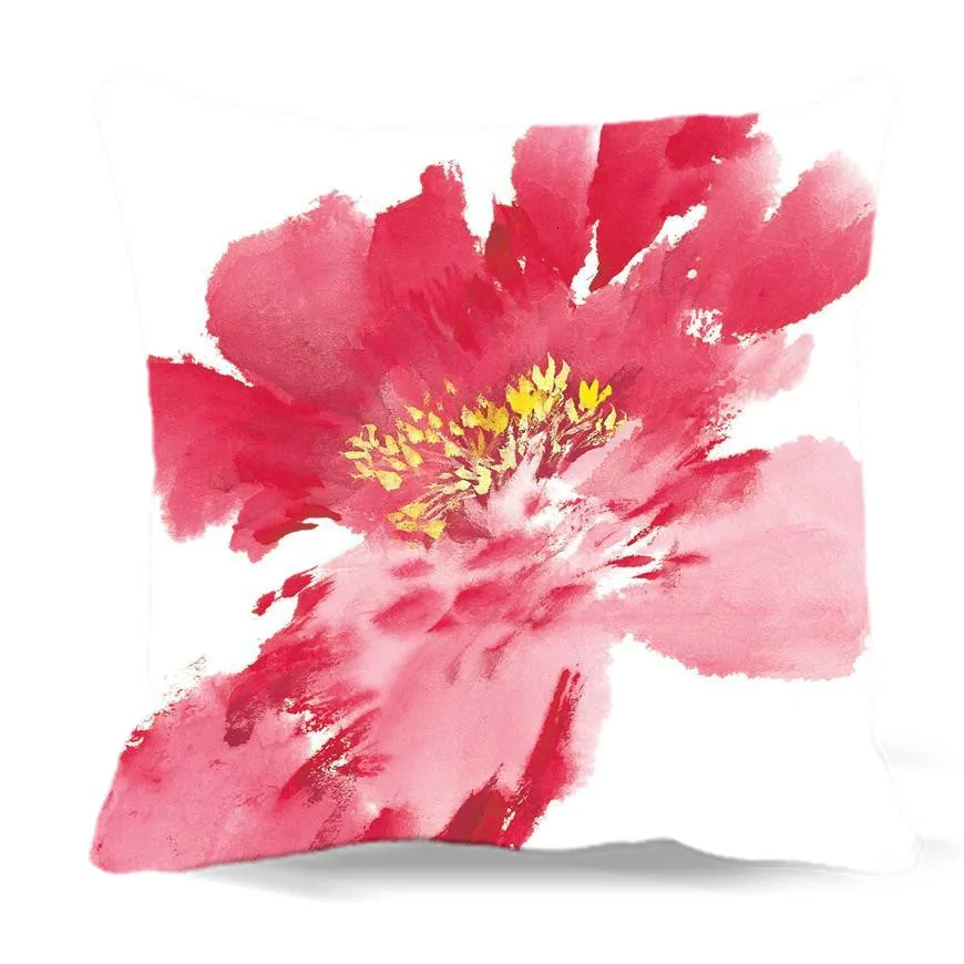 

Chinese ink painting of flowers Cartoon of square Pillow case Floral Printed cotton polyester Soft Chair sofa home car Seat