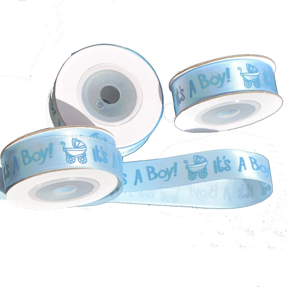 10 ярдов синий и розовый это лента с принтом для мальчиков девочек сатиновые