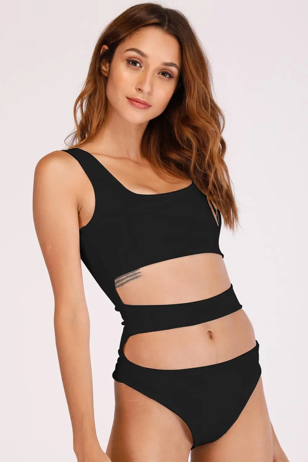New summer women's sexy high waist tight body color bandage vest hollow jumpsuit swimwear | Женская одежда