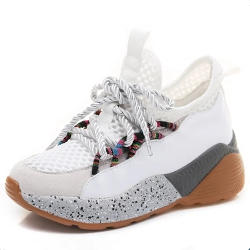 2019 New Spring autumn Ultralight platform sneakers women Hot sale fashion white jogging leather Lace-up casual shoes | Обувь