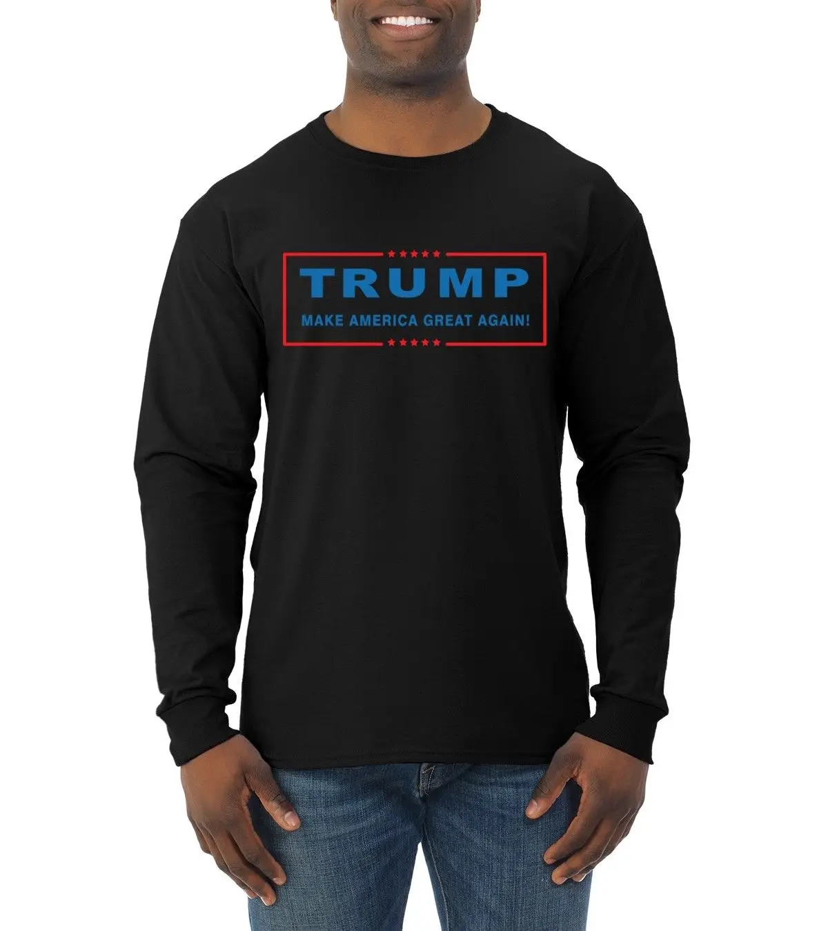 Мужская футболка с длинным рукавом и логотипом Trump Make America Great|Мужские футболки| |