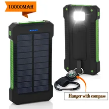 Travel Solar Power Bank 10000mAh Dual USB Solar Battery Portable Charger powerbank For All Phone