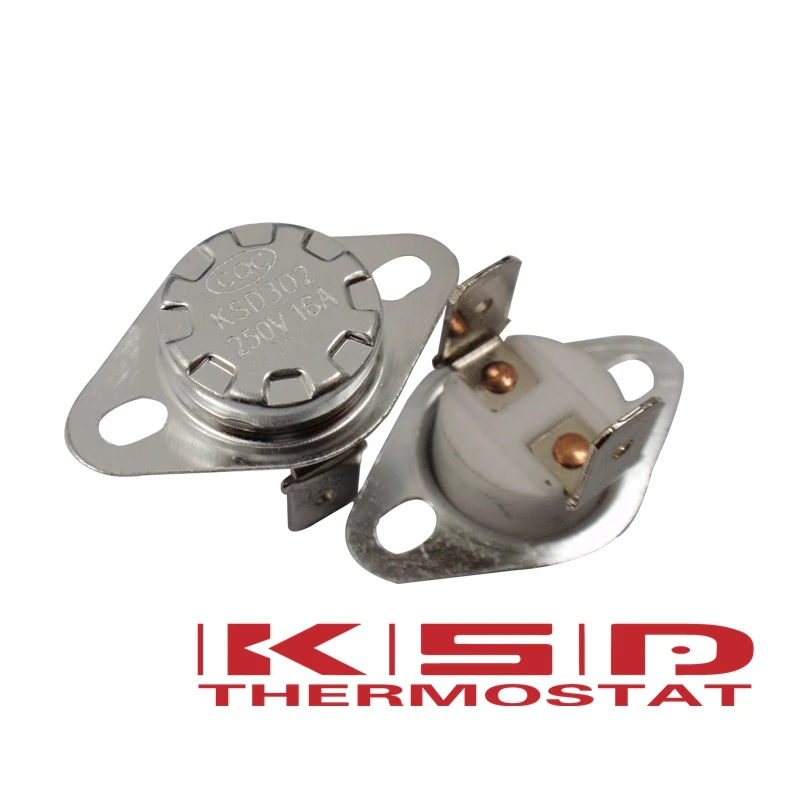 

5pcs KSD301/KSD302 110C 110 Celsius Degree 16A250V N.C. Normally Closed Ceramics Switch Thermostat Temperature control switch