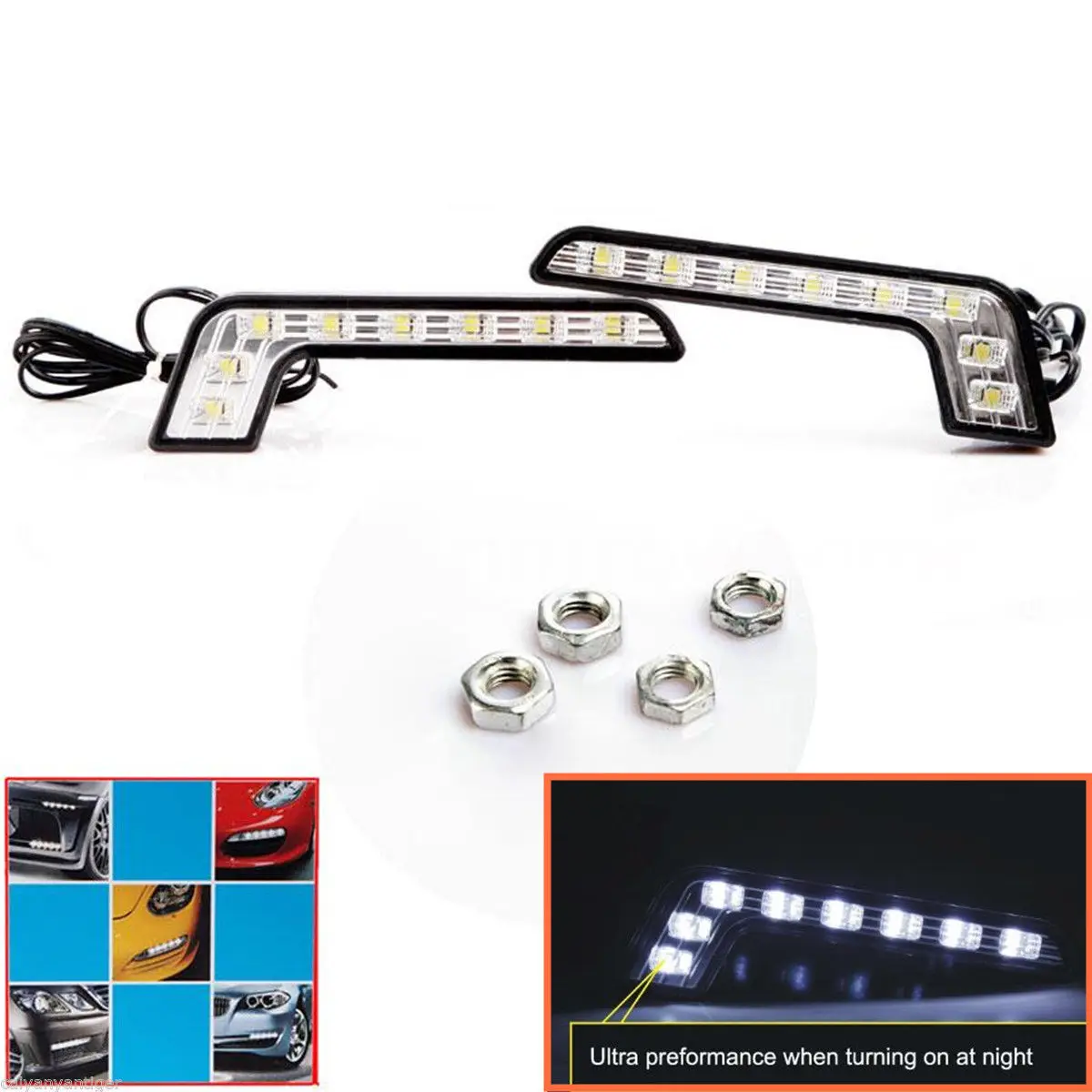 Авто Светодиодный дневной светильник s лампы дневного света Противотуманные