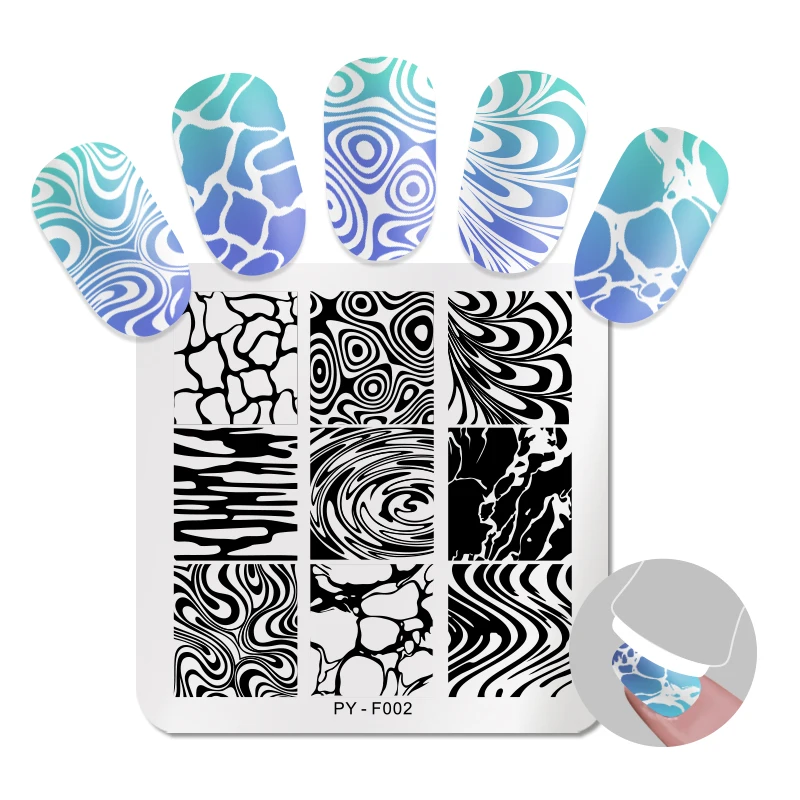 Квадратные пластины PICT YOU для стемпинга ногтей серия водных узоров дизайнерская