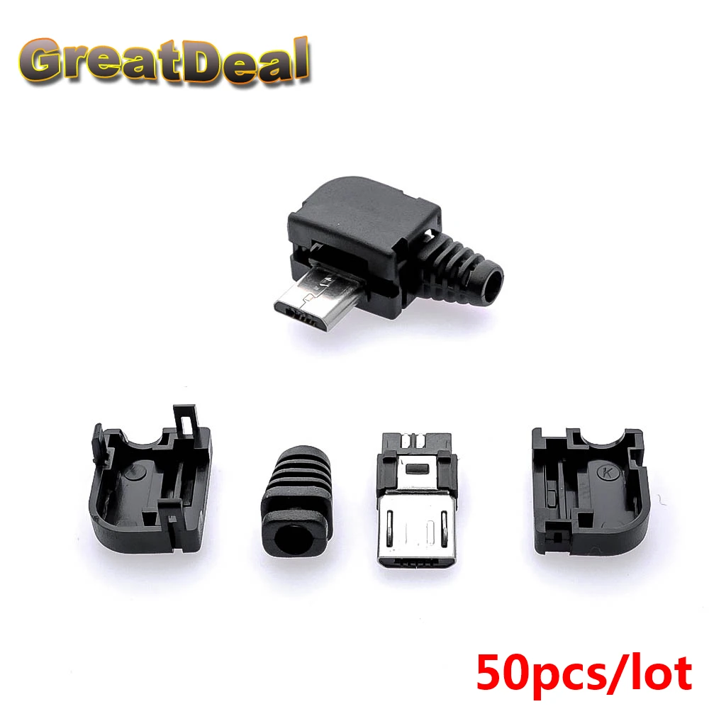 50 шт. новый пластиковый прямоугольный Micro USB 5pin 5P порт металлический Штекерный