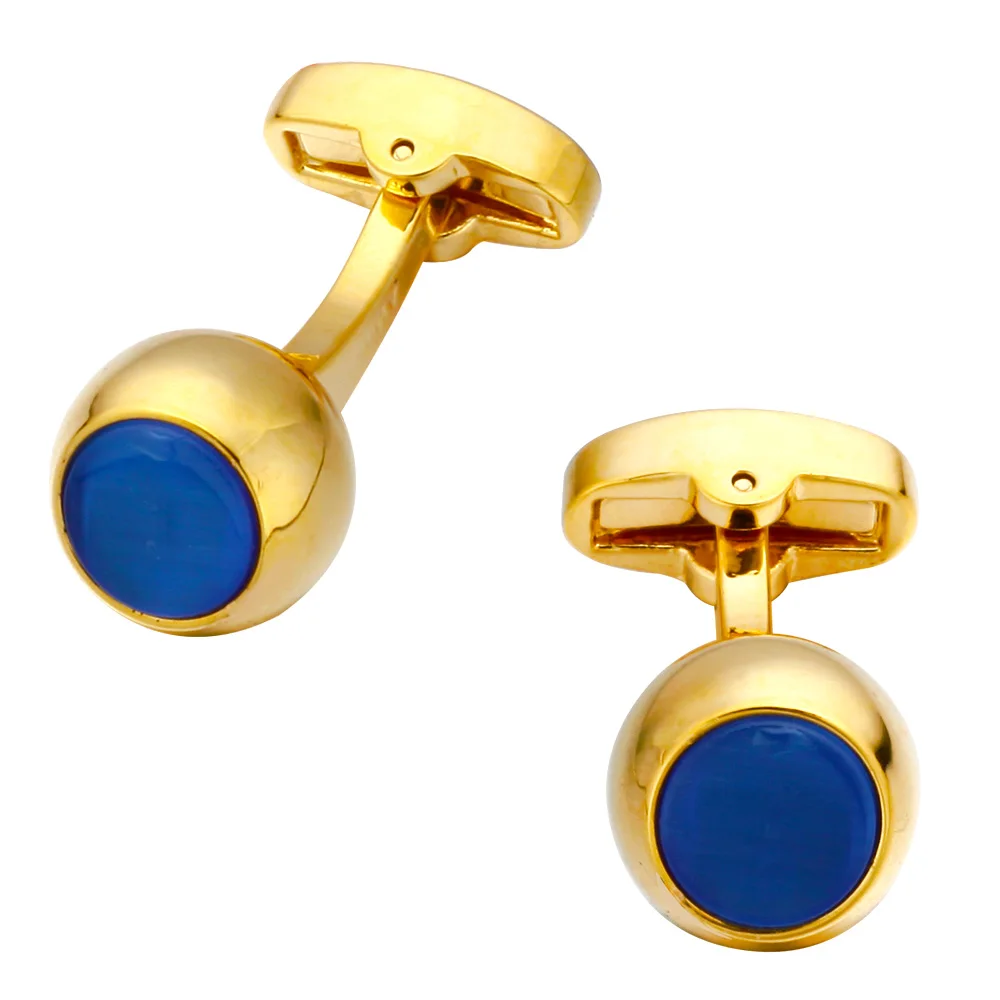 Мужские запонки для рубашки свадебные ювелирные изделия золотого цвета с Синим